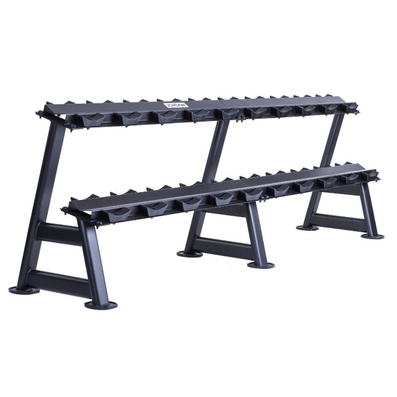 JORDAN 10 Pair 2 Tier Dumbbell Rack with Weight Labels - Black