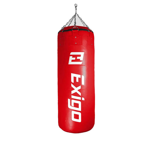 Exigo Super Pro 4ft 60kg Jumbo Leather Punch Bag - Red