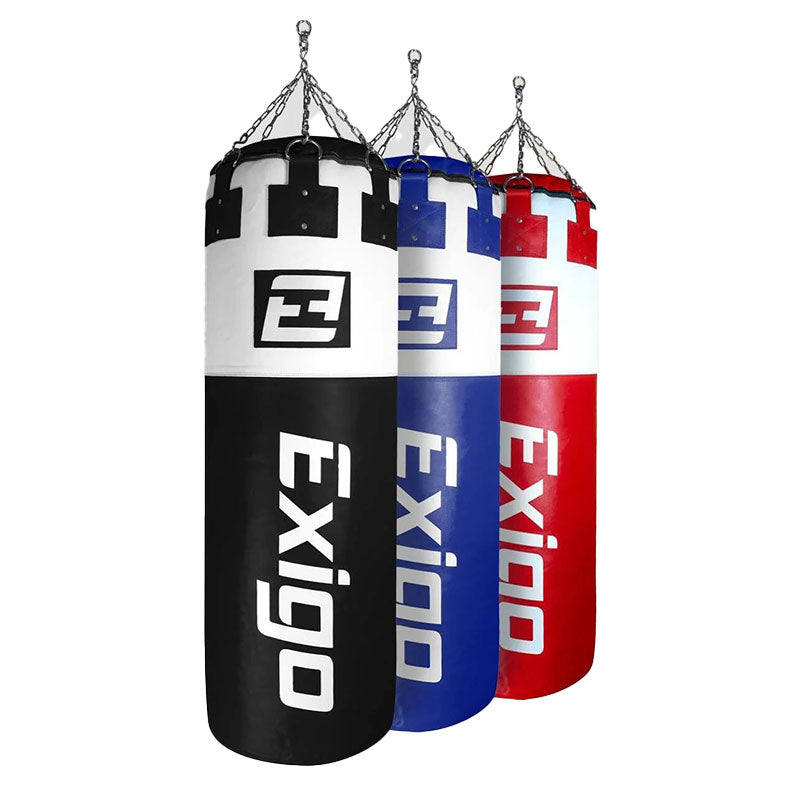 Exigo Super Pro 4ft 6'' 75kg Immensus Leather Punch Bag - Black/White