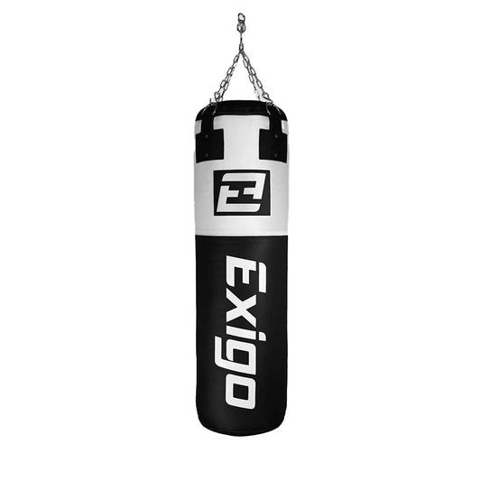 Exigo Super Pro 4ft 40kg Leather Punch Bag - Black/White