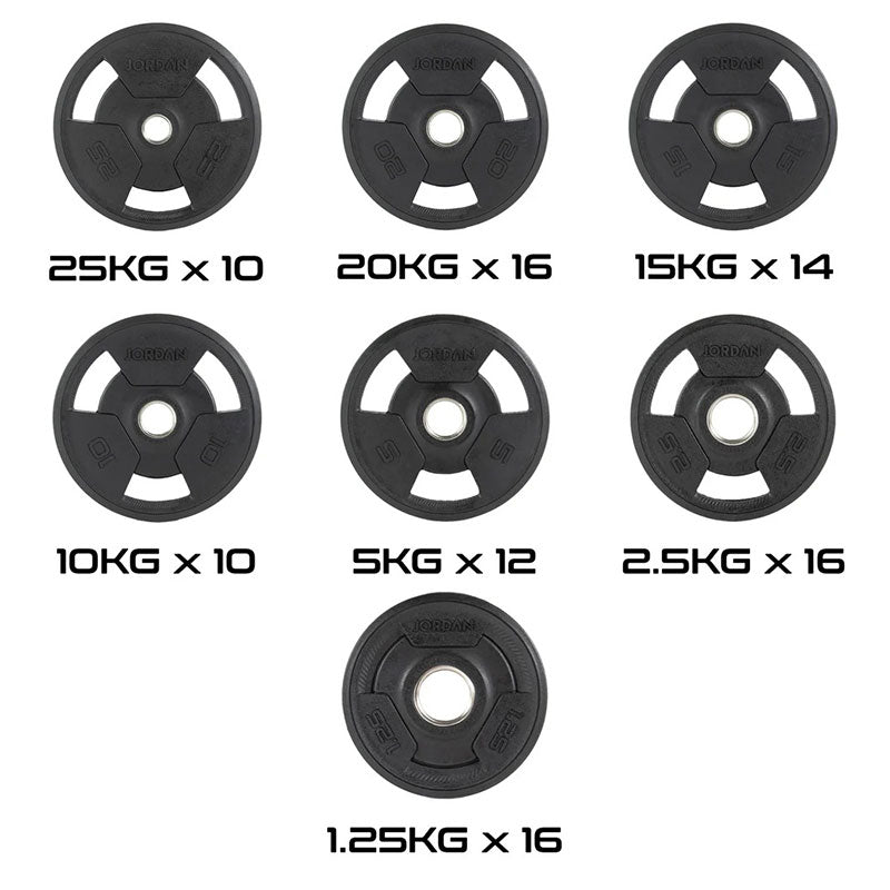 JORDAN® Rubber Tri-Grip Olympic Weight Plates