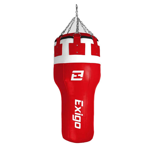 Exigo Super Pro 3.5ft 40kg Leather Angle Punch Bag - Red/White