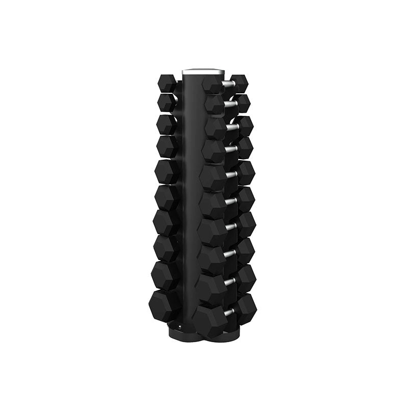 Rival 1-10KG Hex Dumbbell Set with Double-Sided Vertical Storage Rack