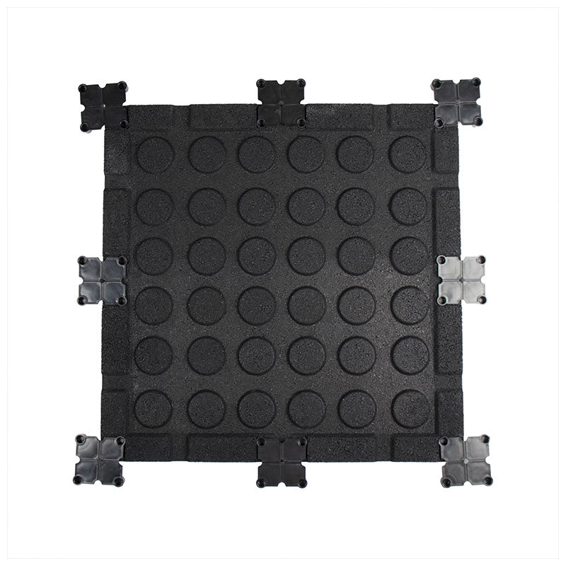 Rival Black Premium Interlocking Rubber Gym Flooring with Connectors (500mm x 500mm) (20mm)