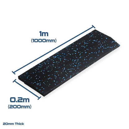 Rival Blue Fleck Premium Interlocking Rubber Gym Flooring with Connectors (1m x 1m) (20mm)