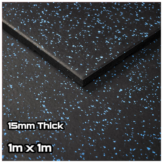 Rival Blue Fleck Premium Rubber Gym Flooring (1m x 1m) (15mm)