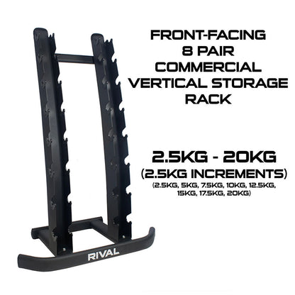 Rival Front-Facing 8 pair Commercial Vertical Dumbbell Storage Rack