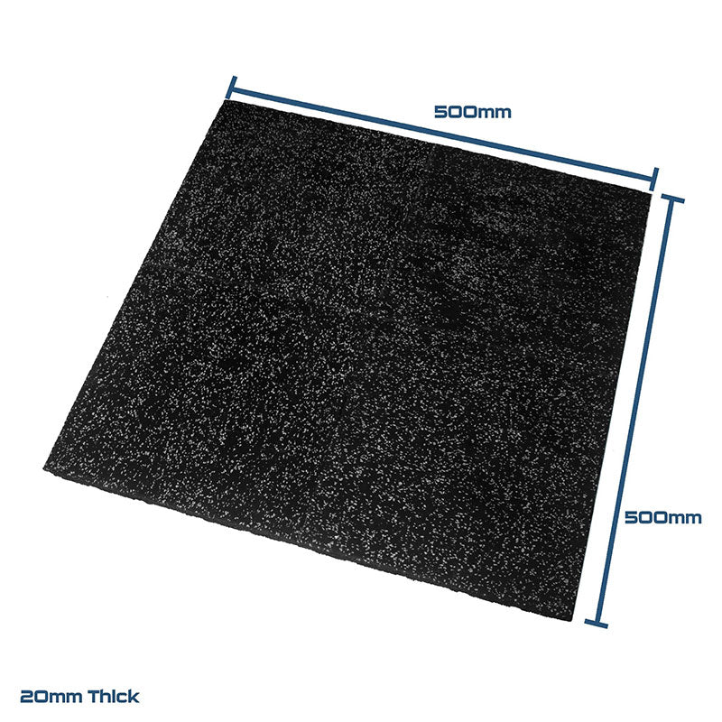 Rival Grey Fleck Premium Interlocking Rubber Gym Flooring with Connectors (500mm x 500mm) (20mm)