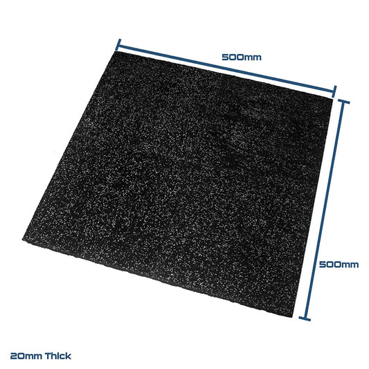 Rival Grey Fleck Premium Interlocking Rubber Gym Flooring with Connectors (500mm x 500mm) (20mm)