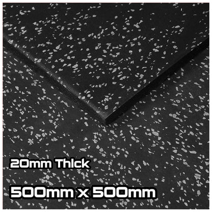 Rival Grey Fleck Premium Interlocking Rubber Gym Flooring with Connectors (500mm x 500mm) (20mm)