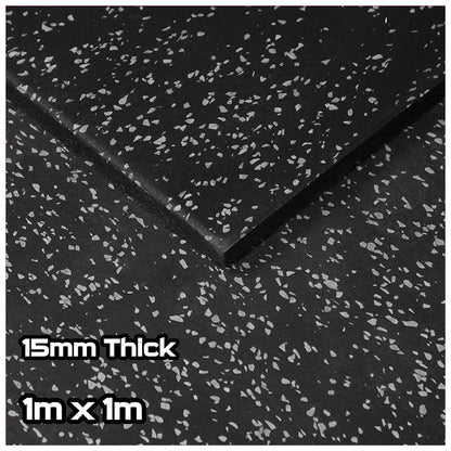 Rival Grey Fleck Premium Rubber Gym Flooring (1m x 1m) (15mm)