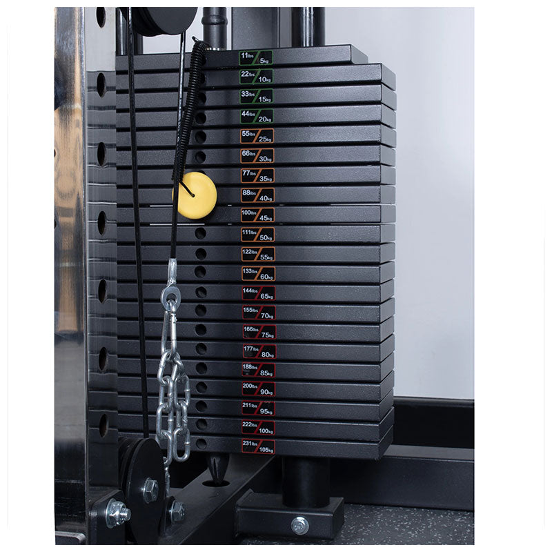 Rival Wall Mounted or Freestanding Adjustable Free Arm Functional Trainer Pulley System - 105KG Weight Stack