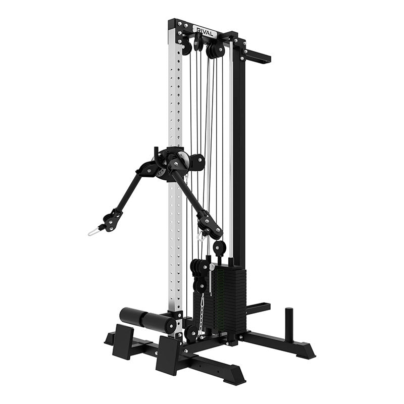 Rival Wall Mounted or Freestanding Adjustable Free Arm Functional Trainer Pulley System - 105KG Weight Stack