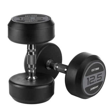 JORDAN® Rubber Dumbbells - Up to 70kg (Grey)