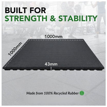 43mm PRO Anti-Shock Rubber Gym Flooring Tile