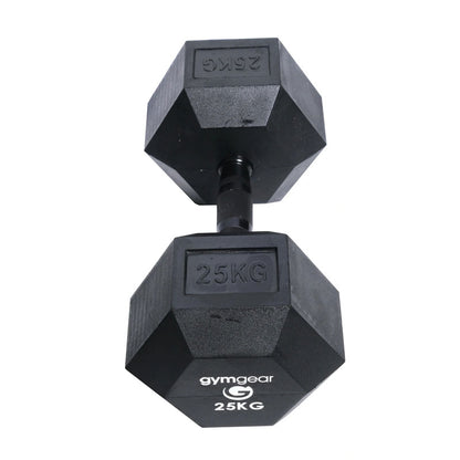 Rubber Hex Dumbbells (Black Handles)