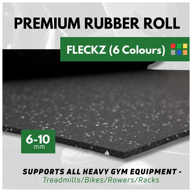 Sprung Fleckz Gym Rubber Matting Roll - Various Colours | Thicknesses - 1.25m Width