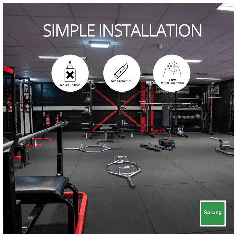 15mm Sprung PRO Gym Flooring - Sprung Rubber Heavy Duty