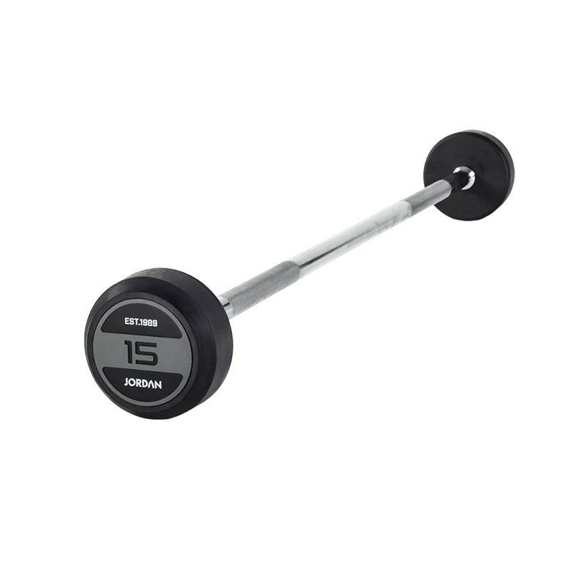JORDAN® Fixed Barbells - Straight Bar Rubber (Grey)