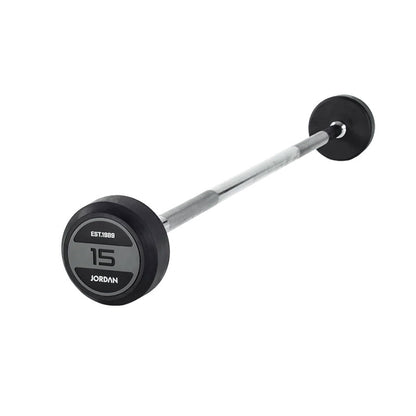 JORDAN® Fixed Barbells - Straight Bar Rubber (Grey)