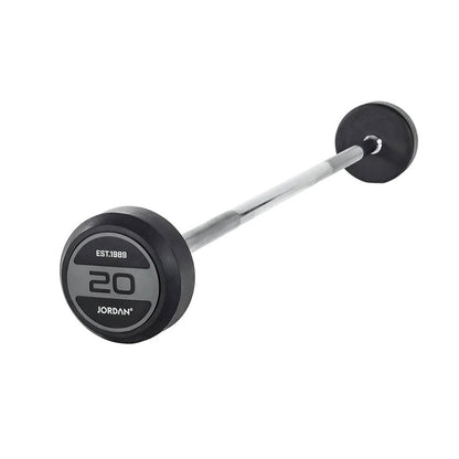 JORDAN® Fixed Barbells - Straight Bar Rubber (Grey)