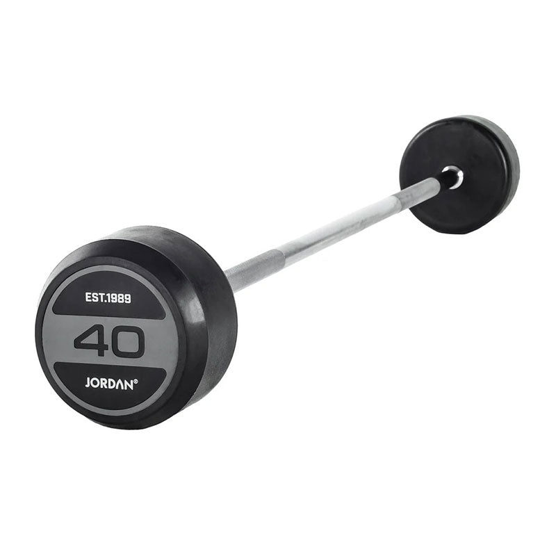 JORDAN® Fixed Barbells - Straight Bar Rubber (Grey)