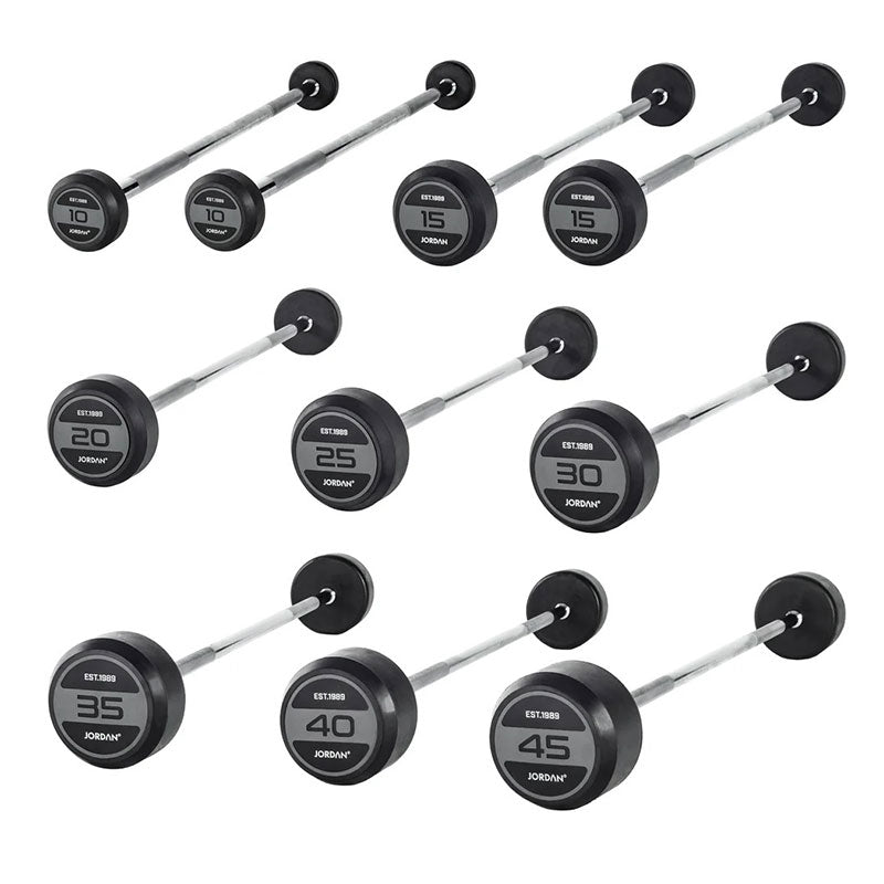 JORDAN® Fixed Barbells - Straight Bar Rubber (Grey)