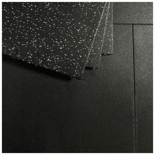EPDM Luxury Fleck | 1m x 1m | Black with Grey Fleck | 15mm | 20mm | 30mm