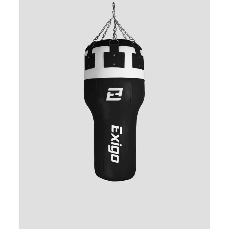 Exigo Super Pro 3.5ft 40kg Leather Angle Punch Bag - Black/White - Black/White