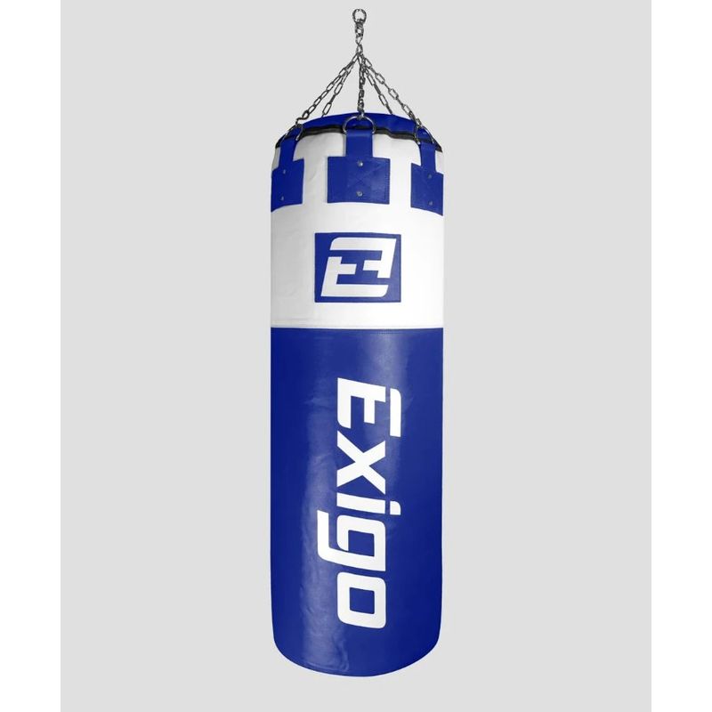 Exigo Super Pro 4ft 6'' 75kg Immensus Leather Punch Bag - Blue/White - Blue