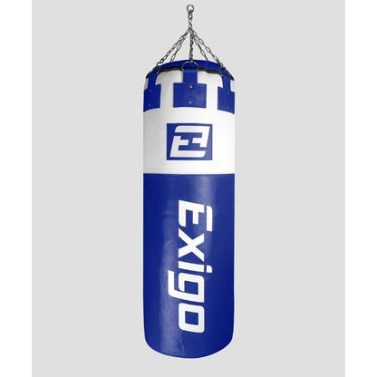 Exigo Super Pro 4ft 6'' 75kg Immensus Leather Punch Bag - Red/White - Blue