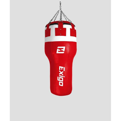 Exigo Super Pro 3.5ft 40kg Leather Angle Punch Bag - Blue/White - Red/White