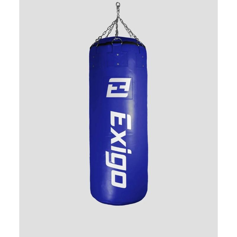 Exigo Super Pro 4ft 60kg Jumbo Leather Punch Bag - Red - Blue