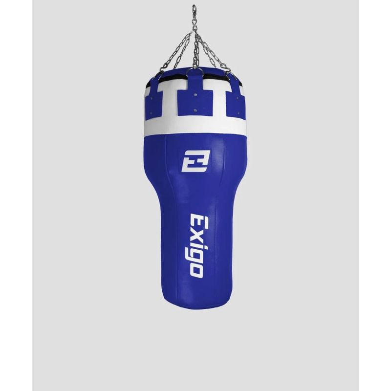 Exigo Super Pro 3.5ft 40kg Leather Angle Punch Bag - Black/White - Blue/White