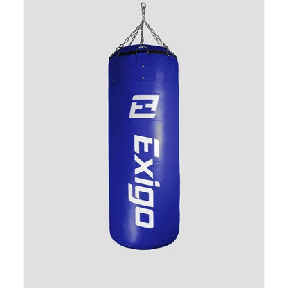 Exigo Super Pro 4ft 60kg Jumbo Leather Punch Bag - Black - Blue