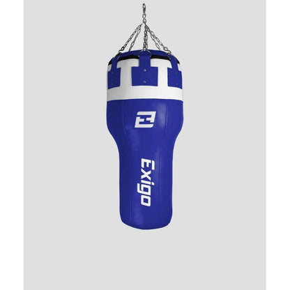 Exigo Super Pro 3.5ft 40kg Leather Angle Punch Bag - Blue/White - Blue/White